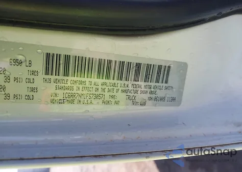 2015 Ram 1500 Laramie из США, поврежденный, VIN 1C6RR7NM1FS730571